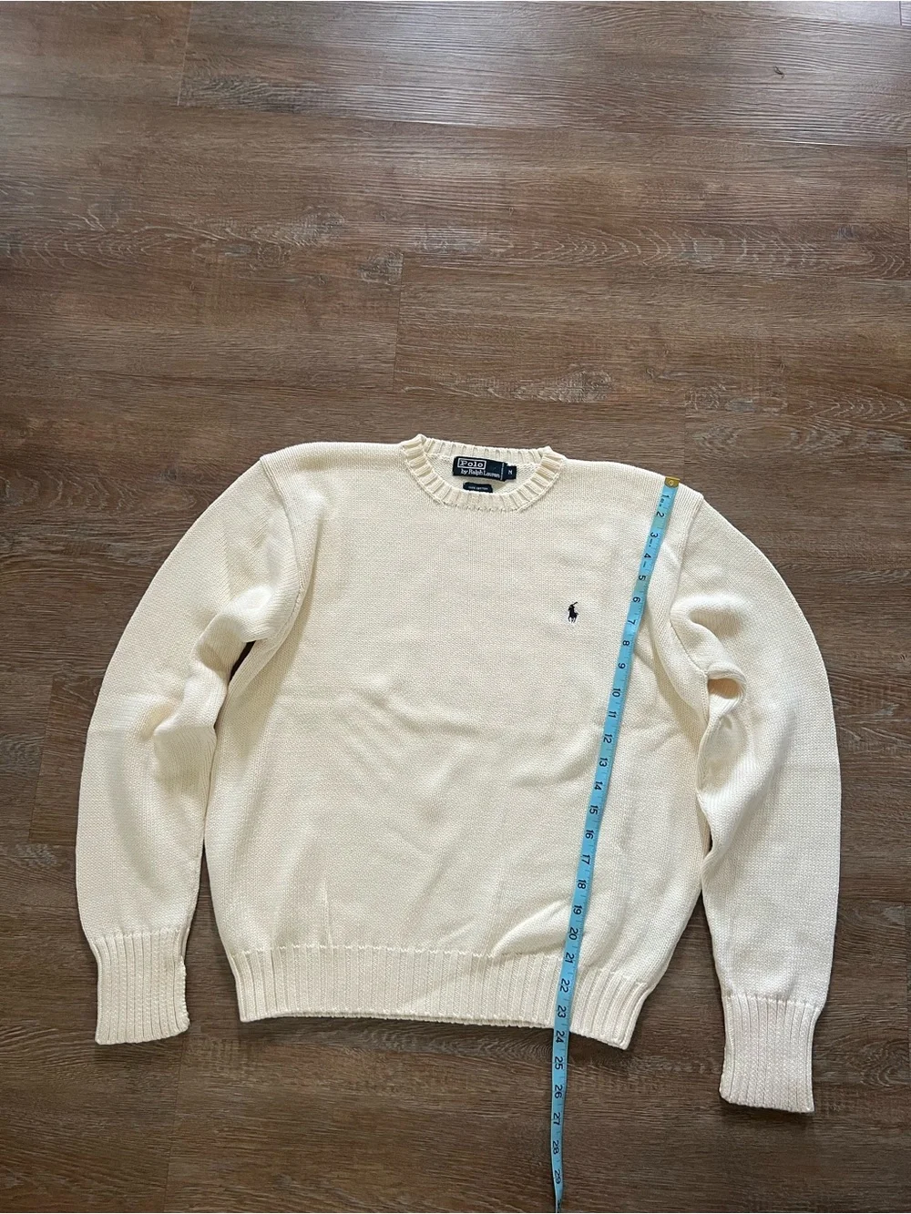 Vintage Polo Ralph Lauren Cotton Knit Crewneck Sweater | Cream | Mens Medium